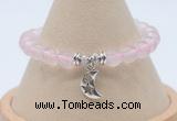 CGB7887 8mm rose quartz bead with luckly charm bracelets