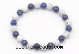 CGB8033 8mm lapis lazuli & matte white howlite beaded stretchy bracelets