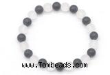 CGB8044 8mm matte white crystal & matte black agate beaded stretchy bracelets