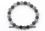 CGB8053 8mm labradorite & matte black agate beaded stretchy bracelets