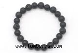 CGB8079 8mm matte black agate & black lava beaded stretchy bracelets