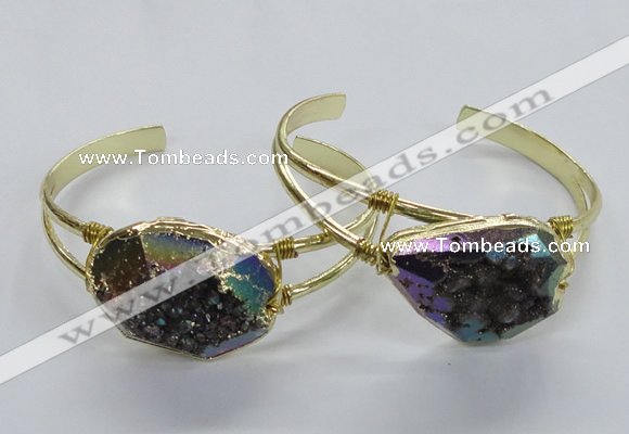 CGB811 25*30mm – 25*35mm freeform plated druzy agate bangles