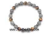 CGB8120 8mm labradorite, yellow tiger eye & hematite power beads bracelet