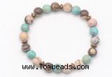 CGB8124 8mm zebra jasper, blue sea sediment jasper & hematite power beads bracelet