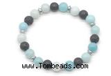 CGB8130 8mm amazonite, black lava & hematite power beads bracelet