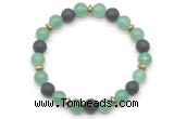 CGB8131 8mm green aventurine, black lava & hematite power beads bracelet