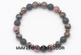 CGB8132 8mm rhodonite, black lava & hematite power beads bracelet