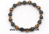 CGB8135 8mm yellow tiger eye, black lava & hematite power beads bracelet