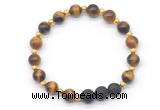 CGB8165 8mm yellow tiger eye & black lava beaded stretchy bracelets