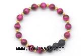 CGB8167 8mm red tiger eye & black lava beaded stretchy bracelets