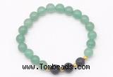 CGB8169 8mm green aventurine & black lava beaded stretchy bracelets