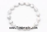 CGB8205 8mm matte white howlite & white lava beaded stretchy bracelets