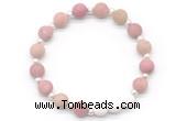 CGB8207 8mm matte pink wooden jasper & white lava beaded stretchy bracelets