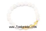 CGB8224 8mm white jade & citrine beaded stretchy bracelets