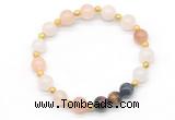 CGB8226 8mm pink aventurine & colorfull tiger eye beaded stretchy bracelets