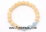 CGB8227 8mm honey jade & aquamarine beaded stretchy bracelets