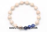 CGB8234 8mm white fossil jasper & lapis lazuli beaded stretchy bracelets