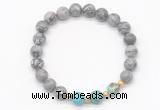 CGB8235 8mm grey picture jasper & sea sediment jasper beaded stretchy bracelets