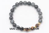 CGB8240 8mm snowflake obsidian & yellow tiger eye beaded stretchy bracelets