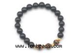 CGB8261 8mm black obsidian & grade AA yellow tiger eye beaded stretchy bracelets