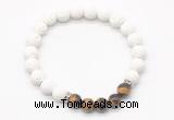 CGB8273 8mm white lava & grade AA yellow tiger eye beaded mala stretchy bracelets