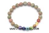 CGB8306 8mm matte unakite 7 chakra beaded mala stretchy bracelets