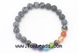 CGB8312 8mm matte snowflake obsidian 7 chakra beaded mala stretchy bracelets