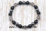 CGB8340 8mm grey agate, black onyx & hematite energy bracelet