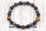 CGB8361 8mm yellow tiger eye, black onyx & hematite energy bracelet