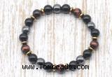 CGB8364 8mm grade AA red tiger eye, black onyx & hematite energy bracelet