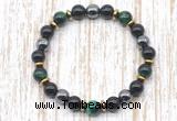 CGB8367 8mm green tiger eye, black onyx & hematite energy bracelet