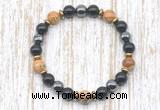 CGB8372 8mm picture jasper, black onyx & hematite energy bracelet