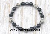 CGB8374 8mm dalmatian jasper, black onyx & hematite energy bracelet