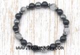 CGB8400 8mm black rutilated quartz, black onyx & hematite energy bracelet