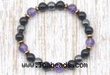 CGB8407 8mm amethyst, black onyx & hematite energy bracelet