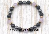 CGB8409 8mm lavender amethyst, black onyx & hematite energy bracelet