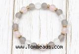 CGB8429 8mm matte grey agate, white crystal, rose quartz & hematite power beads bracelet
