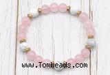 CGB8449 8mm rose quartz, white howlite & hematite power beads bracelet