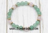 CGB8454 8mm green aventurine, rose quartz & hematite power beads bracelet