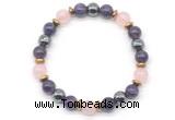 CGB8517 8mm rose quartz, amethyst & hematite energy bracelet