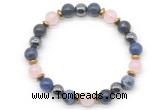 CGB8523 8mm rose quartz, sodalite & hematite energy bracelet