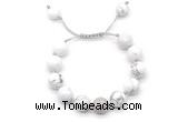 CGB8550 12mm round white howlite adjustable macrame bracelets