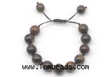 CGB8562 12mm round bronzite adjustable macrame bracelets