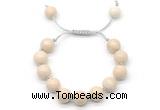 CGB8570 12mm round white fossil jasper adjustable macrame bracelets