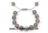 CGB8600 12mm round grey agate adjustable macrame bracelets