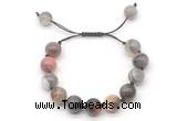 CGB8605 12mm round Botswana agate adjustable macrame bracelets