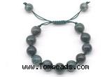 CGB8609 12mm round moss agate adjustable macrame bracelets