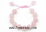 CGB8617 12mm round rose quartz adjustable macrame bracelets