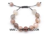 CGB8626 12mm round moonstone adjustable macrame bracelets