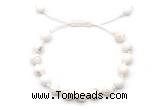 CGB8651 8mm,10mm round white howlite adjustable macrame bracelets